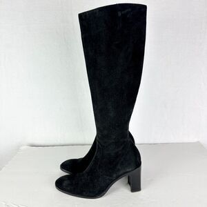 Joan Helpern Signature Suede Leather Knee High Boots Size 8.5 Black